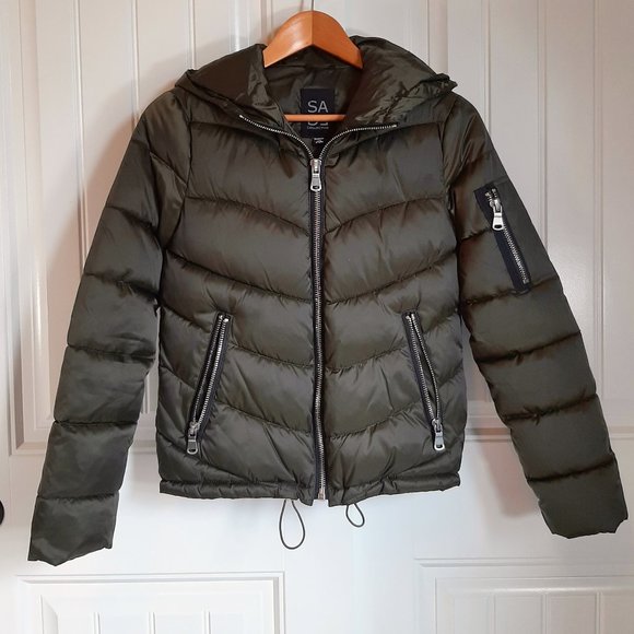 Sage Collective Jackets & Blazers - Sage Collective Army Green Cropped Puffer Jacket XS